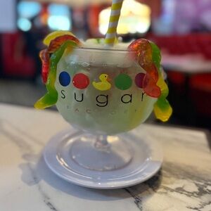 Sugar Factory Restaurant Big Goblet Colorful Party Plastic with Yellow Duck RARE